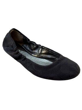 Coach Black Slip-On Flats With Signature Pattern - Womens Size 8B